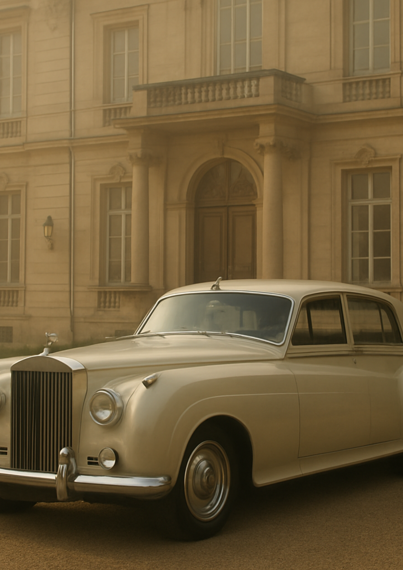 Vintage Luxury Car Wall Art – Classic Rolls-Royce Aesthetic, Old Money Mansion Print, Elegant Beige Minimalist Decor, Timeless Automotive Poster